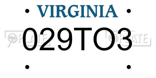 029TO3 Virginia License Plate