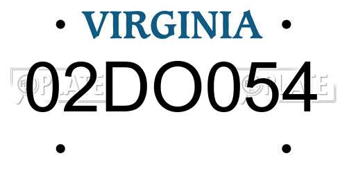 02DO054 Virginia License Plate