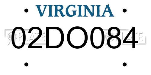 02DO084 Virginia License Plate