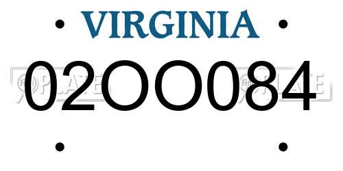 02OO084 Virginia License Plate