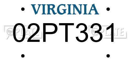 02PT331 Virginia License Plate