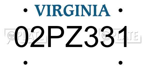 02PZ331 Virginia License Plate