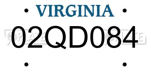 02QD084 Virginia License Plate