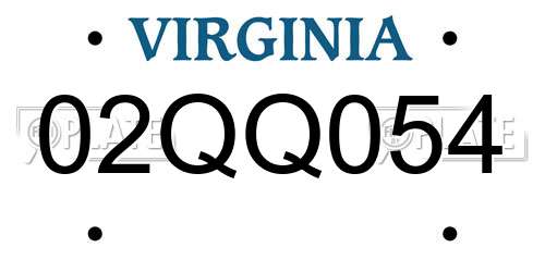 02QQ054 Virginia License Plate