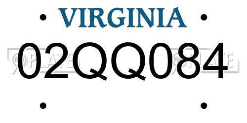 02QQ084 Virginia License Plate