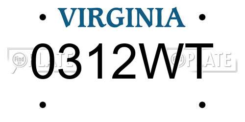 0312WT Virginia License Plate