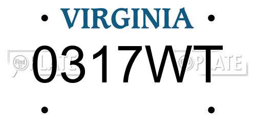 0317WT Virginia License Plate