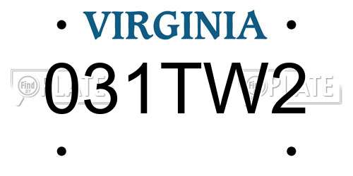 031TW2 Virginia License Plate