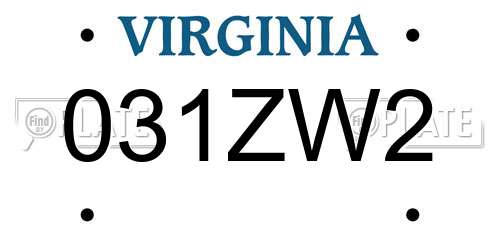 031ZW2 Virginia License Plate