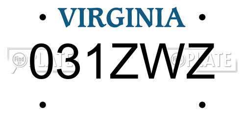 031ZWZ Virginia License Plate