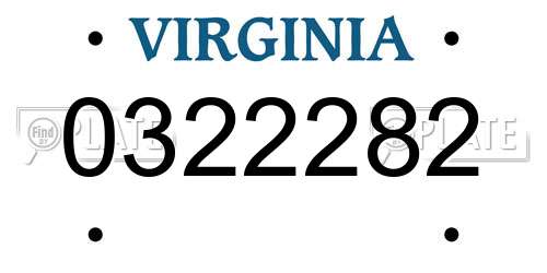 0322282 Virginia License Plate