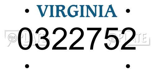 0322752 Virginia License Plate