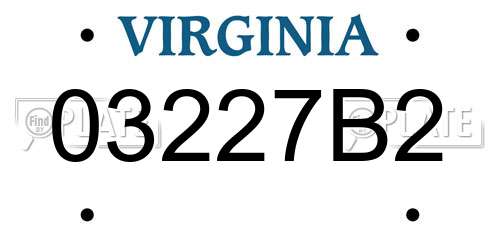 03227B2 Virginia License Plate