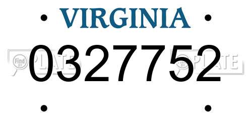 0327752 Virginia License Plate