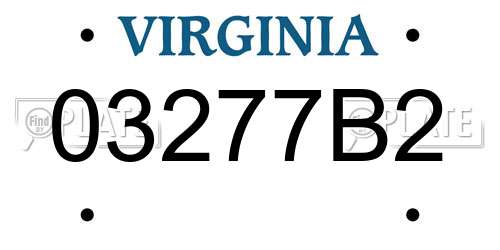 03277B2 Virginia License Plate