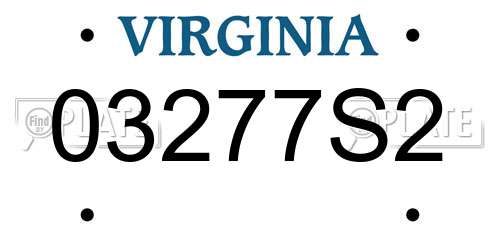 03277S2 Virginia License Plate
