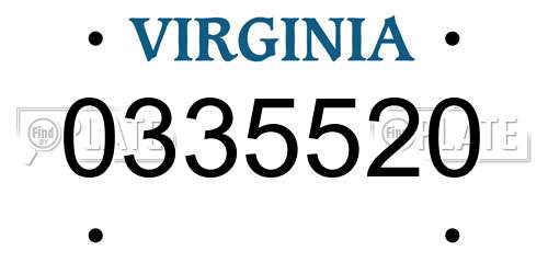 0335520 Virginia License Plate