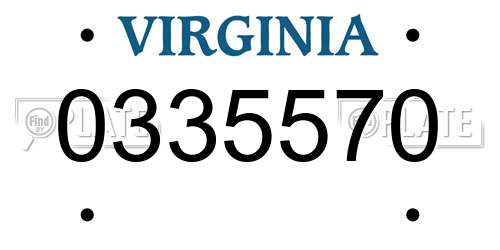 0335570 Virginia License Plate