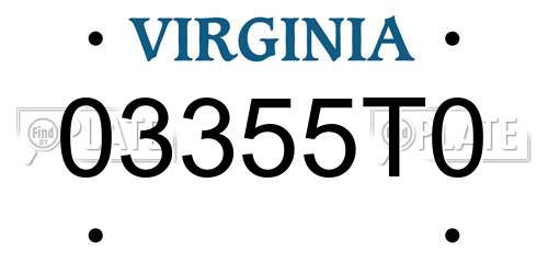 03355T0 Virginia License Plate