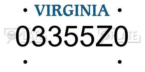 03355Z0 Virginia License Plate