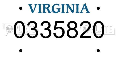 0335820 Virginia License Plate