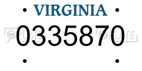 0335870 Virginia License Plate