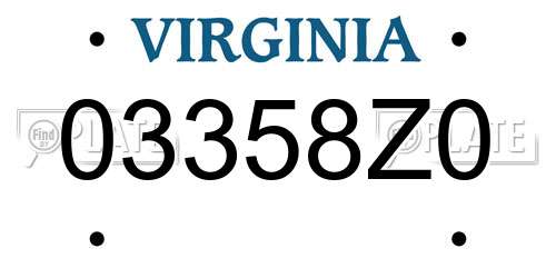 03358Z0 Virginia License Plate