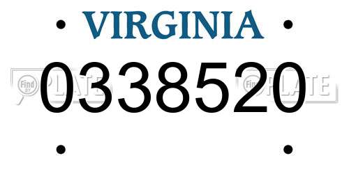 0338520 Virginia License Plate