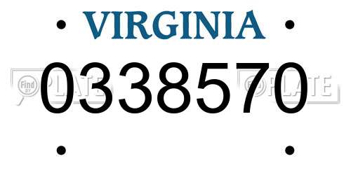0338570 Virginia License Plate