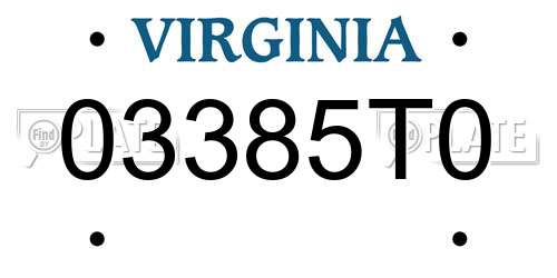 03385T0 Virginia License Plate