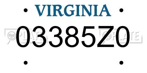 03385Z0 Virginia License Plate
