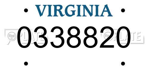 0338820 Virginia License Plate