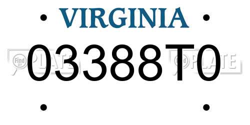 03388T0 Virginia License Plate