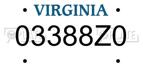 03388Z0 Virginia License Plate