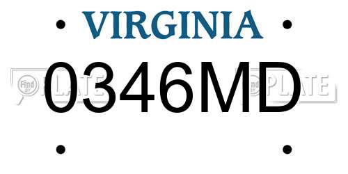 0346MD Virginia License Plate