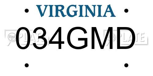 034GMD Virginia License Plate