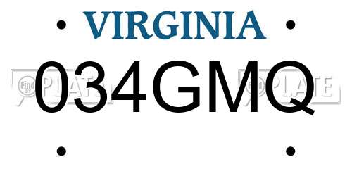 034GMQ Virginia License Plate