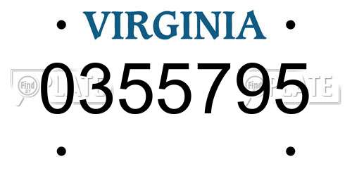0355795 Virginia License Plate