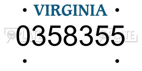 0358355 Virginia License Plate