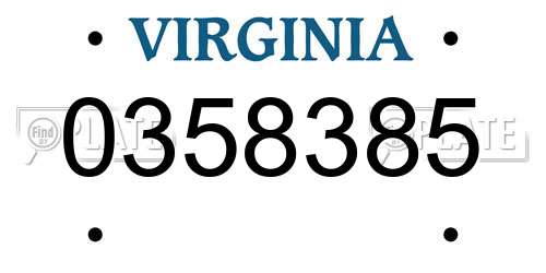 0358385 Virginia License Plate