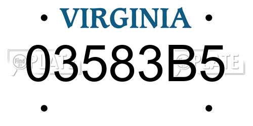 03583B5 Virginia License Plate