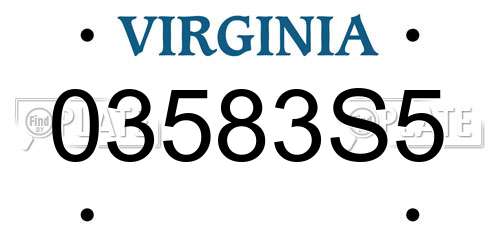 03583S5 Virginia License Plate