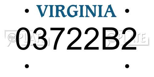 03722B2 Virginia License Plate