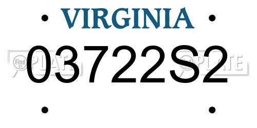 03722S2 Virginia License Plate
