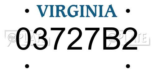 03727B2 Virginia License Plate