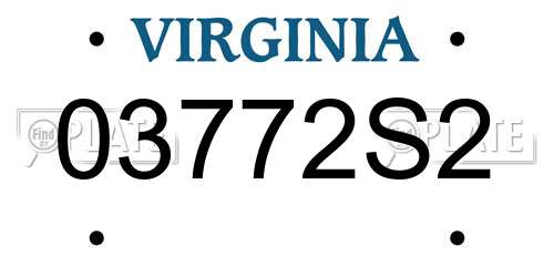 03772S2 Virginia License Plate
