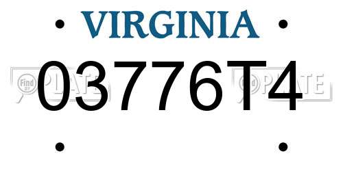 03776T4 Virginia License Plate