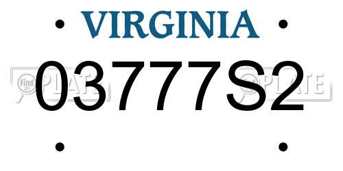 03777S2 Virginia License Plate