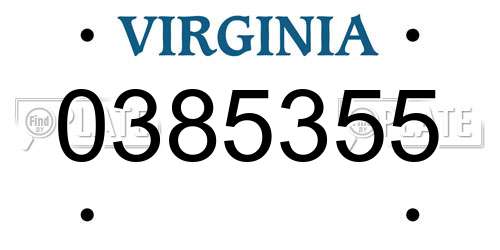 0385355 Virginia License Plate
