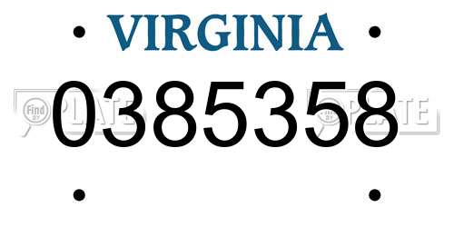 0385358 Virginia License Plate